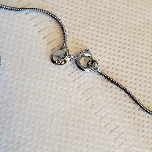 925 Silver 16" Snake Chain Pink Glass Pendant Necklace Tony Alexander Jewelry - Picture 3 of 4